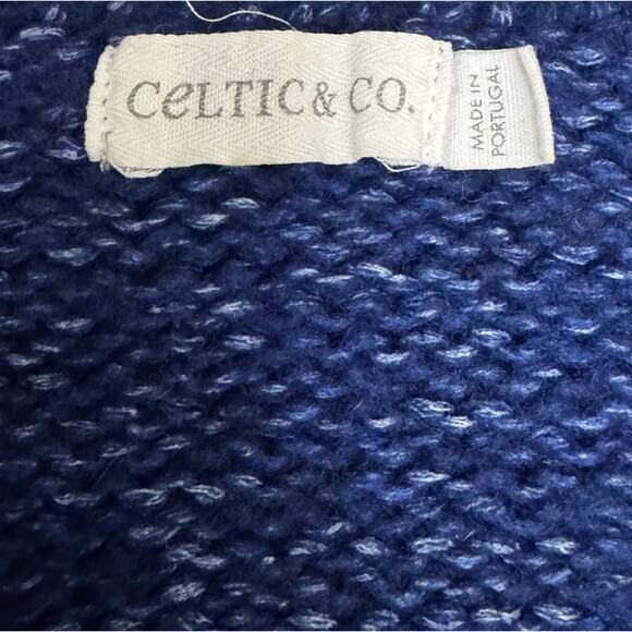Celtic & Co. Luxe V Neck Jumper Chunky Knit Blue Short Sleeve Sweater Size Med - Picture 4 of 6